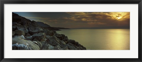 Framed Sunset over the dead sea, Arabah, Jordan Print