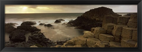 Framed Rock formations in the sea, Giant&#39;s Causeway, County Antrim, Northern Ireland Print