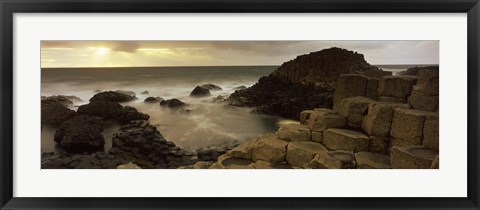 Framed Rock formations in the sea, Giant&#39;s Causeway, County Antrim, Northern Ireland Print