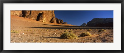 Framed Rock formations in a desert, Wadi Um Ishrin, Wadi Rum, Jordan Print