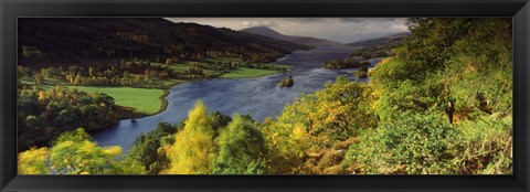 Framed Lake flowing through a forest, Loch Tummel, Pitlochry, Perthshire, Scotland Print