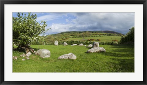 Framed Piper&#39;s Stone, Bronze Age Stone Circle (1400-800 BC) of 14 Granite Boulders, Near Hollywood, County Wicklow, Ireland Print