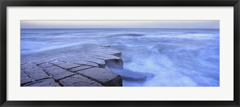 Framed Basalt rock, Berwick Upon Tweed, Scotland Print