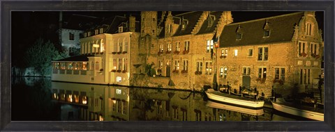 Framed Houses at the waterfront, Bruges, Flanders, Belgium Print