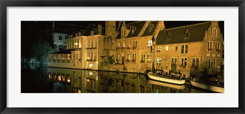 Framed Houses at the waterfront, Bruges, Flanders, Belgium Print