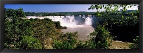 Framed Floodwaters cascading into the river at Iguacu Falls, Brazil Print