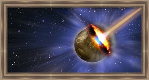 Framed Comet hitting earth Print