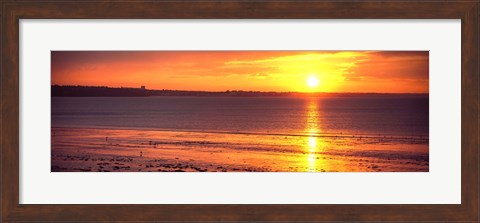 Framed Sunrise over the beach, Cap Coz, Fouesnant, Finistere, Brittany, France Print