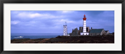 Framed Lighthouse on the coast, Saint Mathieu Lighthouse, Finistere, Brittany, France Print