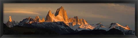 Framed Mountains at sunset, Mt Fitzroy, Cerro Torre, Argentine Glaciers National Park, Argentina Print