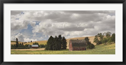 Framed Old barn under cloudy sky, Palouse, Washington State, USA Print