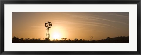 Framed Windmill at sunrise Print