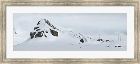 Framed Snow covered mountain, Half Moon Island Print