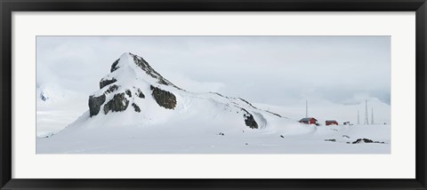 Framed Snow covered mountain, Half Moon Island Print