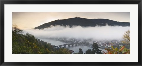 Framed City viewed from Philosopher&#39;s Way at morning, Heidelberg, Baden-Wurttemberg, Germany Print