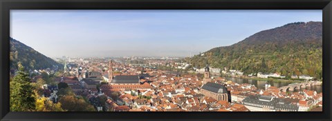 Framed High angle view of a city at the riverside, Neckar River, Heidelberg, Baden-Wurttemberg, Germany Print