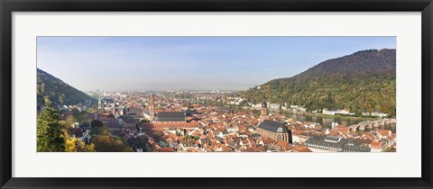 Framed High angle view of a city at the riverside, Neckar River, Heidelberg, Baden-Wurttemberg, Germany Print