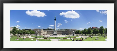 Framed Tourists at a town square, New Palace, Schlossplatz, Stuttgart, Baden-Wurttemberg, Germany Print