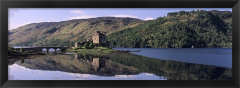 Framed Eilean Donan Castle with reflection in the water, Highlands Region, Scotland Print