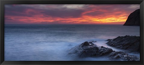 Framed Coast at sunset, L&#39;ile-Rousse, Haute-Corse, Corsica, France Print