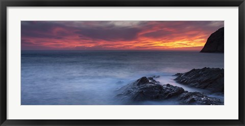 Framed Coast at sunset, L&#39;ile-Rousse, Haute-Corse, Corsica, France Print