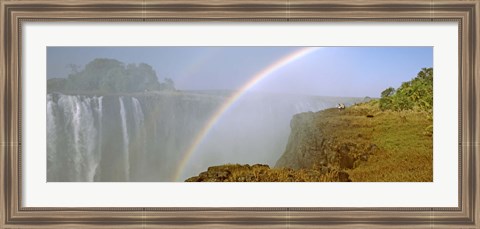 Framed Rainbow form in the spray created by the water cascading over the Victoria Falls, Zimbabwe Print