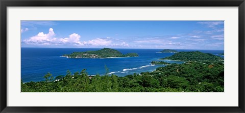 Framed View over Anse L&#39;Islette and Therese Island, Seychelles Print