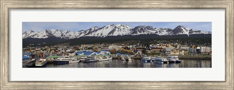 Framed Boats at a harbor, Ushuaia, Tierra Del Fuego, Patagonia, Argentina Print