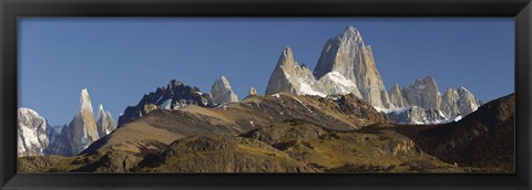 Framed Low angle view of mountains, Mt Fitzroy, Cerro Torre, Argentine Glaciers National Park, Patagonia, Argentina Print