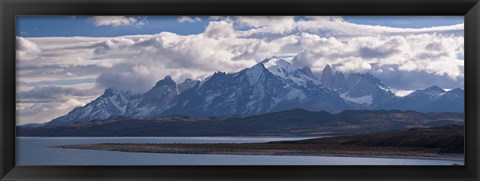 Framed Snow covered mountain range, Torres Del Paine, Torres Del Paine National Park, Chile Print