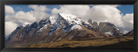 Framed Clouds over snowcapped mountains, Towers of Paine, Mt Almirante Nieto, Torres Del Paine National Park, Chile Print