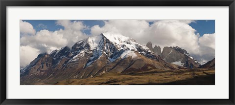 Framed Clouds over snowcapped mountains, Towers of Paine, Mt Almirante Nieto, Torres Del Paine National Park, Chile Print