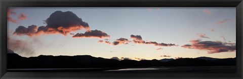 Framed Clouds over mountains at sunrise, Lago Grey, Torres Del Paine National Park, Chile Print