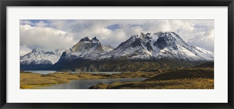 Framed Clouds over snowcapped mountain, Grand Paine, Mt Almirante Nieto, Torres Del Paine National Park, Chile Print