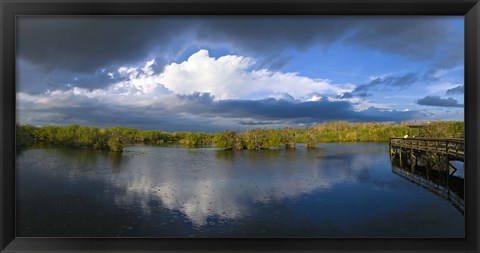 Framed Reflection of clouds in a lake, Everglades National Park, Florida, USA Print