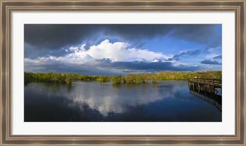 Framed Reflection of clouds in a lake, Everglades National Park, Florida, USA Print