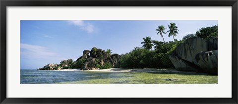 Framed Rock formations on the coast, Anse Source d&#39;Argent, La Digue Island, Seychelles Print