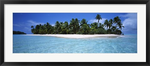 Framed Tapuaetai Motu from the Lagoon, Aitutaki, Cook Islands Print