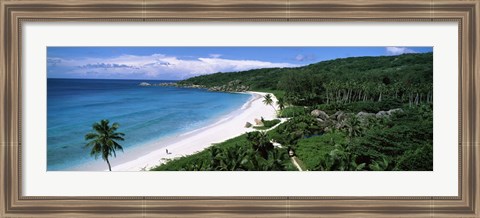 Framed High angle view of Grand Anse Beach, La Digue Island, Seychelles Print