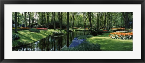 Framed Flower beds and trees in Keukenhof Gardens, Lisse, Netherlands Print