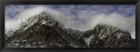 Framed Clouds over Snowcapped mountain range, Paine Massif, Torres del Paine National Park, Magallanes Region, Patagonia, Chile Print