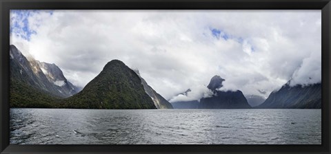 Framed Rock formations in the Pacific Ocean, Milford Sound, Fiordland National Park, South Island, New Zealand Print