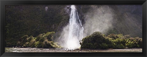 Framed Waterfall at Milford Sound, Fiordland National Park, South Island, New Zealand Print