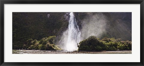 Framed Waterfall at Milford Sound, Fiordland National Park, South Island, New Zealand Print