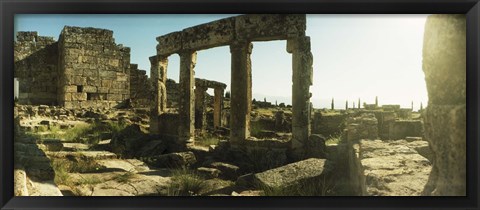 Framed Roman town ruins of Hierapolis at Pamukkale, Anatolia, Central Anatolia Region, Turkey Print