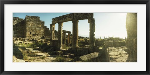 Framed Roman town ruins of Hierapolis at Pamukkale, Anatolia, Central Anatolia Region, Turkey Print