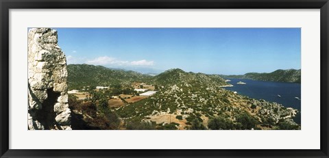 Framed Aerial view from the Byzantine Castle, Kekova, Lycia, Antalya Province, Turkey Print