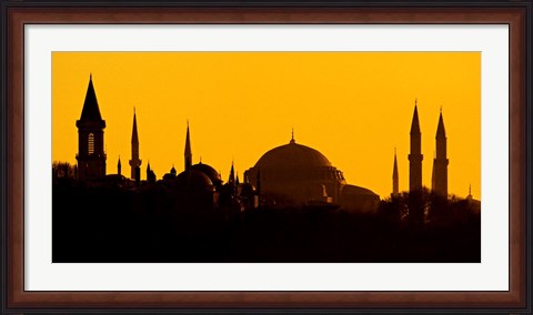 Framed Silhouette of a mosque, Blue Mosque, Istanbul, Turkey Print