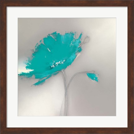 Framed Aqua Platinum Petals I Print