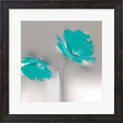 Framed Aqua Platinum Petals II Print